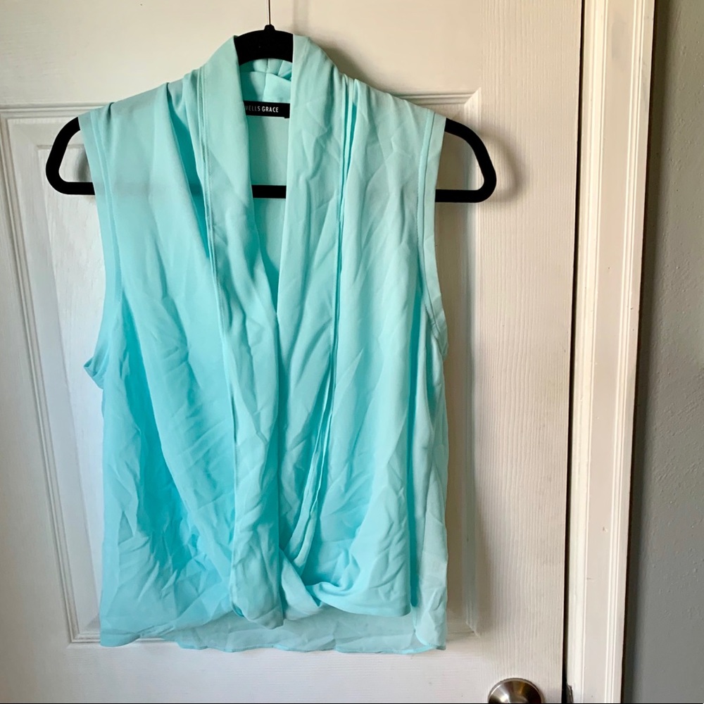 3 for $25! Wells Grace Sheer Light Blue Blouse